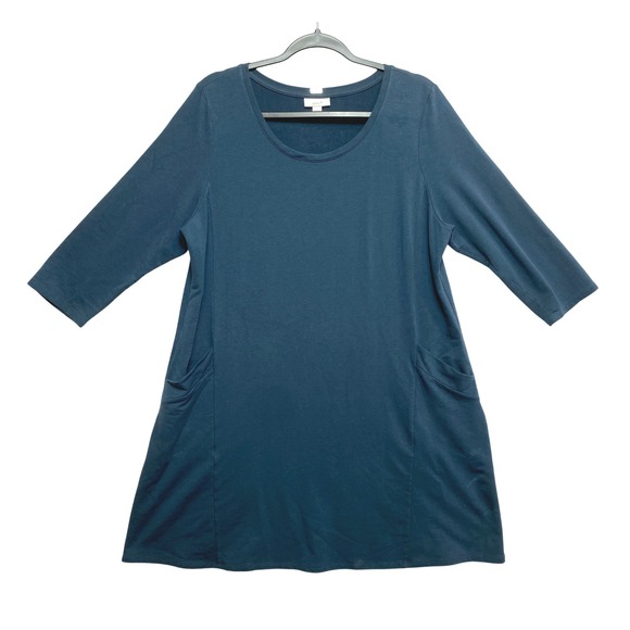 Pure Jill Tops - Pure Jill J. Jill Tunic Dress Women Large Blue French Terry 3/4 Sleeve Pocket